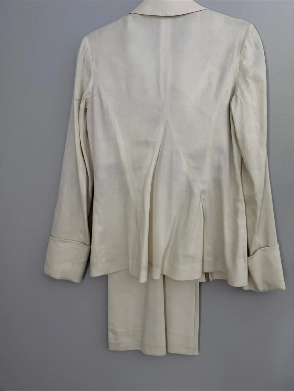 Diane Von Furstenberg Cream Single-Button Shawl Collar Suit Jacket